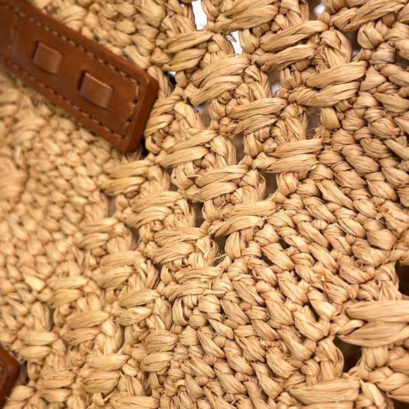 Saint Laurent Paris Pannier Crochet Raffia Basket Bag Beige Brown - Picture 7 of 13